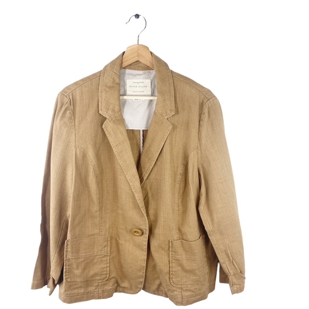 River Island Linen Blend Single Button Blazer Size 16